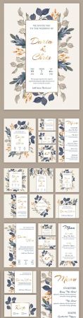 Floral wedding stationery and instagram post design template