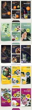 Healthy food sale and special offer design banner social networks