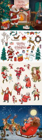 Merry Christmas Santa with gifts painted design