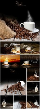 DesignOptimal Coffee on wood background stock photo