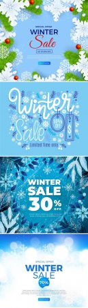 14 Winter Sales Backgrounds With Special Offers Vector Collection
