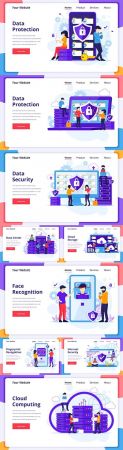 Business people and online technology flat design landing page