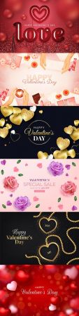 Valentine's Day sale and background with heart of gold 3