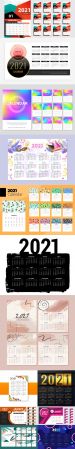 13 New Year 2021 Calendars Templates in Vector