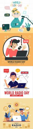 World Radio day background flat design illustration 2