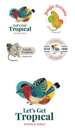 Tropical birds design watercolor company logos