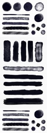 Set illustrations of brush stroke ink wound shapes