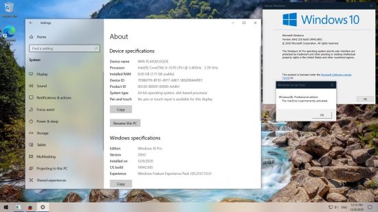 Windows 10 Professional GX 20H2 10.0.19042.685 (x64) December 2020