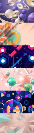 Abstract background with geometric shapes and spheres