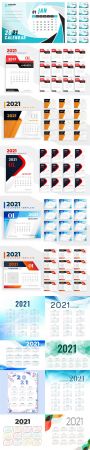 14 New Year 2021 Calenders Templates in Vector