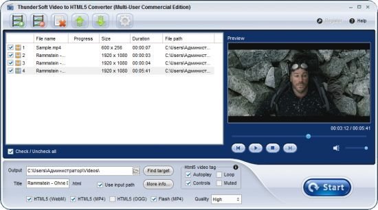 ThunderSoft Video to HTML5 Converter 3.2.0 Portable