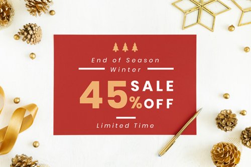 End Of Season - Winter 45% OFF Sale - Sign PSD Mockup