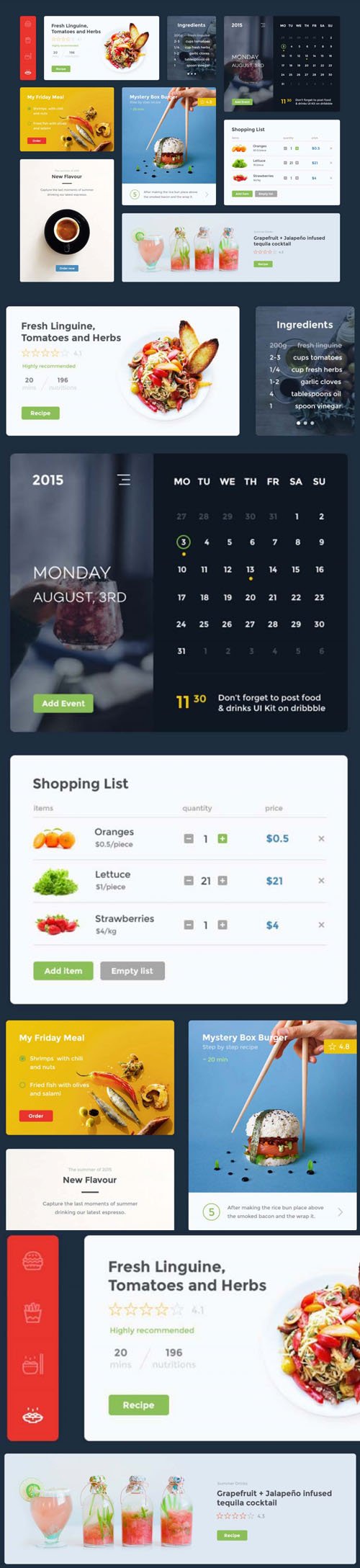 Food & Drink UI Kit PSD/SKETCH Template