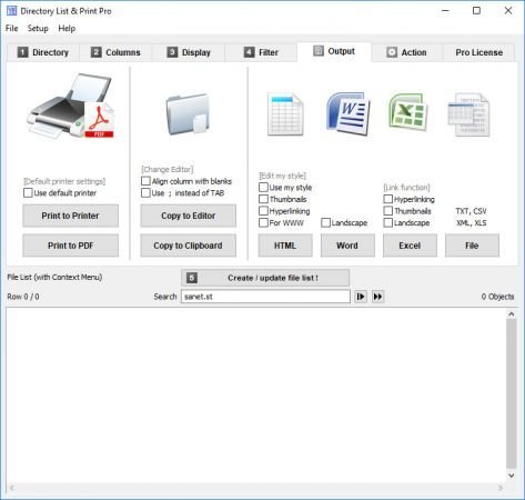 Directory List & Print 4.28 for windows download free