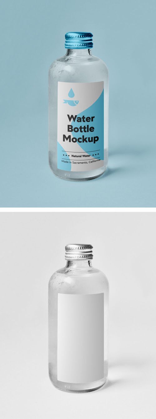 Water Glass Bottle PSD Mockup Template
