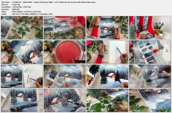 Snowy Christmas Night - Let's celebrate the season with Watercolors