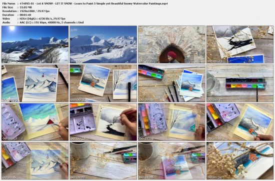 LET IT SNOW - Learn to Paint 5 Simple yet Beautiful Snowy Watercolor Paintings