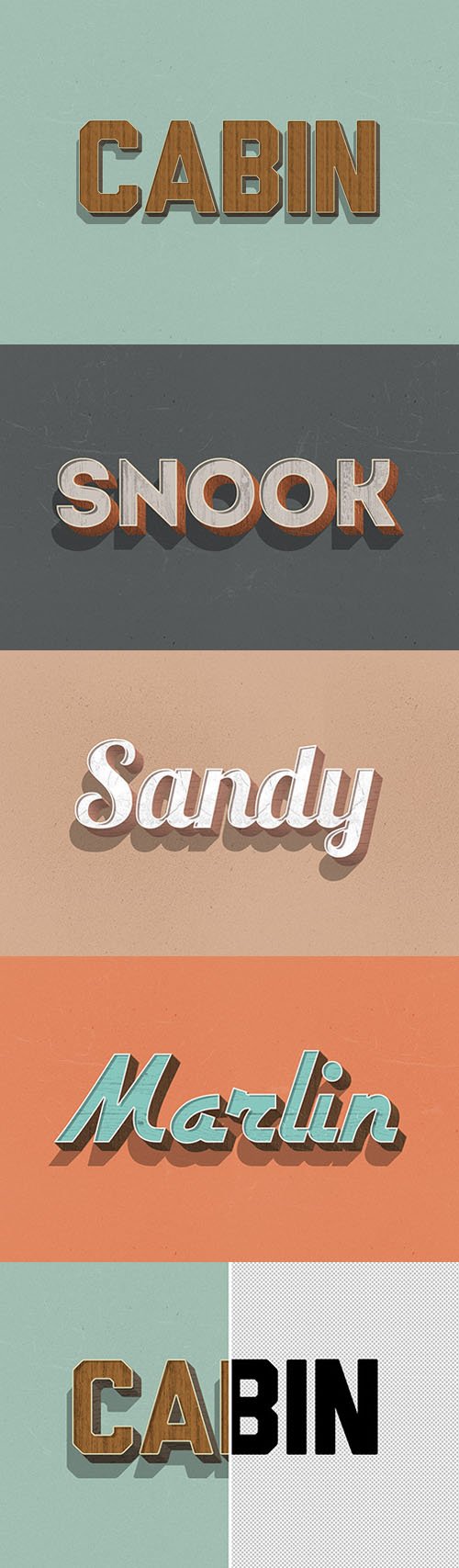 Retro 3D Wood PSD Text Effects
