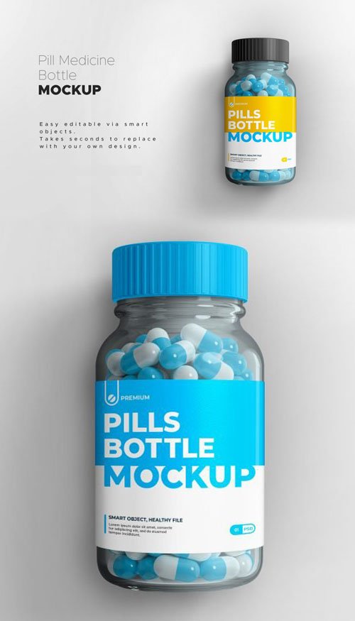 Pill Medicine Bottle PSD Mockup Template