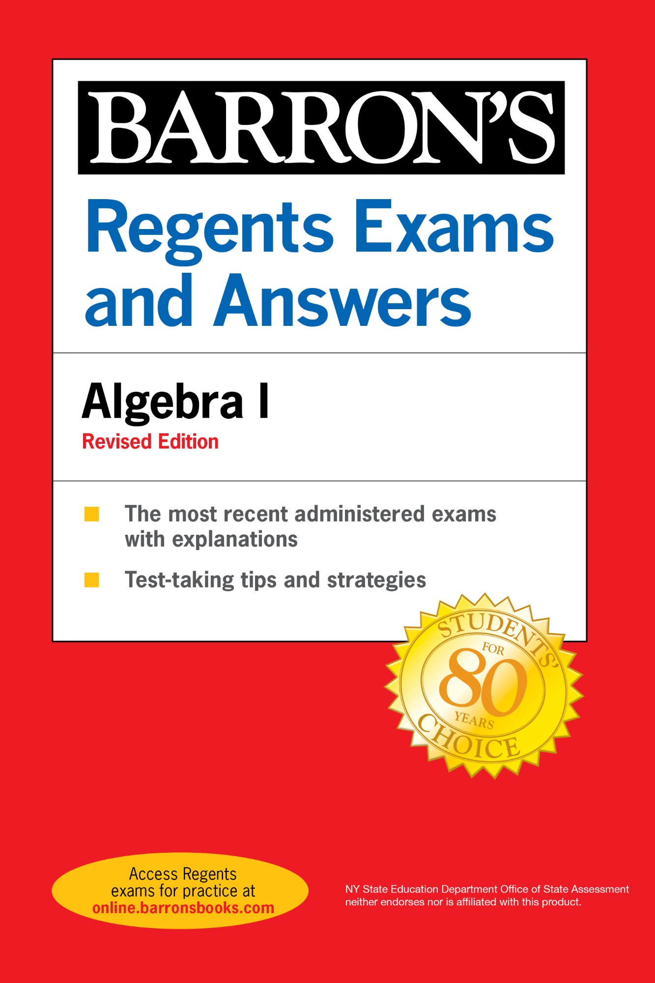 Regents Exams and Answers Algebra I (Barron's Regents NY), Revised