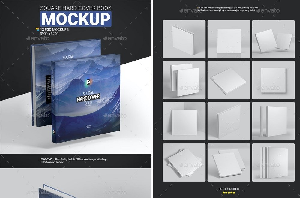 Download Download GraphicRiver - Square Hard Cover Book Mockup ...