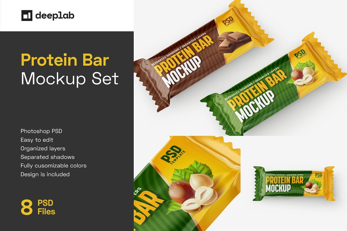 Download Download CreativeMarket - Protein Bar Mockup Set | Snack 5884201 - SoftArchive