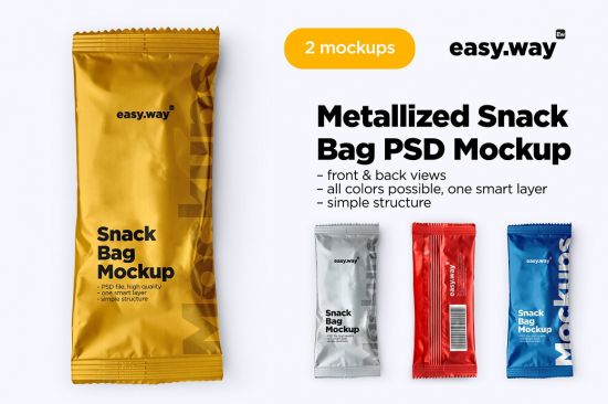 Download Download DesignOptimal - CreativeMarket - Metallized Snack Bag PSD Mockup 5819433 Torrent | 1337x