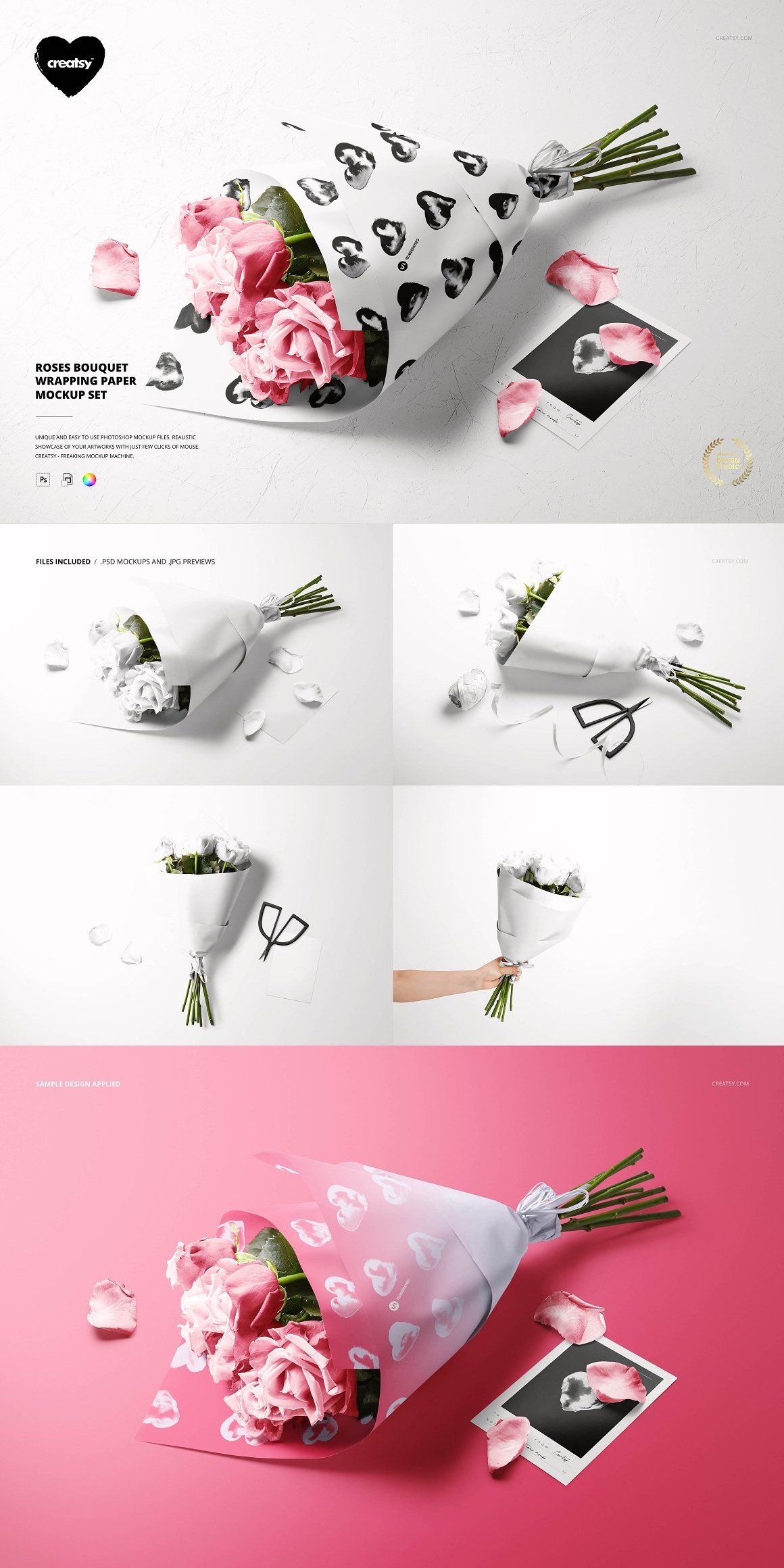 Download Download CreativeMarket - Roses Bouquet Wrapping Paper Mockup 5884381 - SoftArchive