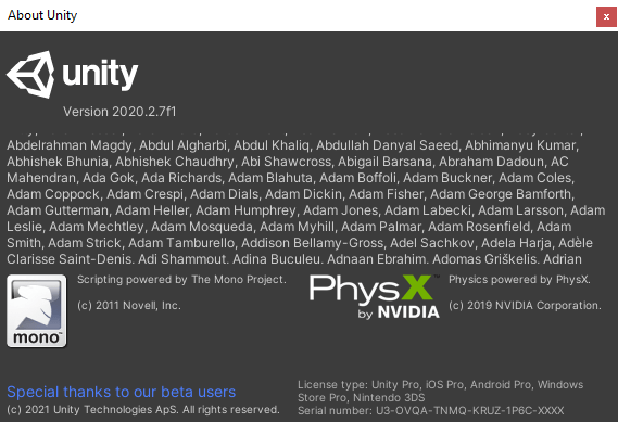 Unity Pro 2020 2.7f1 (x64)