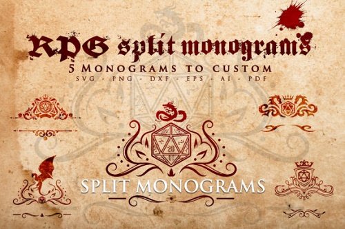 RPG - 5 Split Monograms to Custom SVG