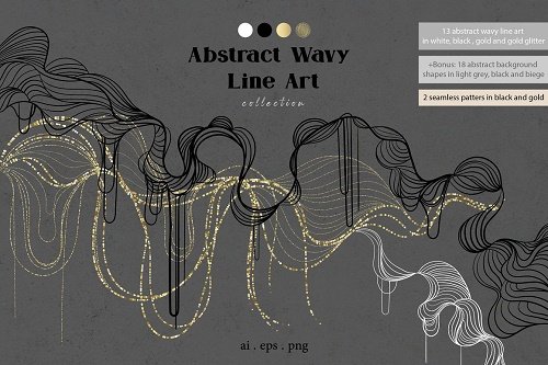 Abstract wavy line art collection - 5457533