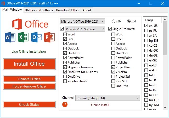Office 2013-2021 C2R Install v7.6.2 free instal
