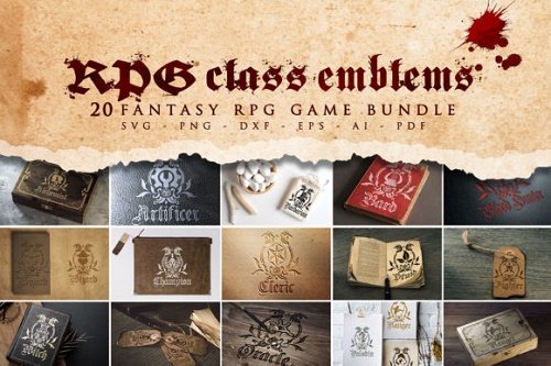 20 RPG Class Emblems Bundle SVG