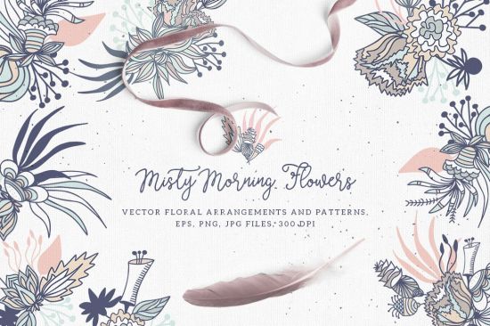 Misty Morning Flowers - Floral Clipart - 2181054