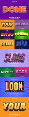 Editable font and 3d effect text design collection illustration 34