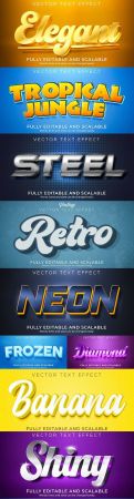 Editable font and 3d effect text design collection illustration 44