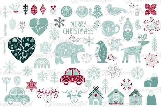 Scandinavian Christmas bundle vector, png clipart - 975250