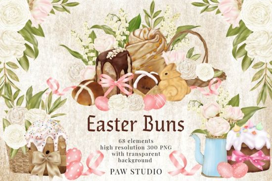 Easter Buns Eggs Clipart Lily Of The Valley Roses Spring - 1238428