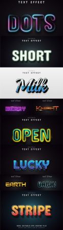 Editable font and 3d effect text design collection illustration 55