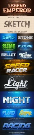 Editable font and 3d effect text design collection illustration 40