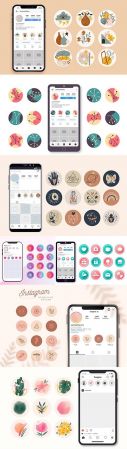 Instagram icons for application design abstract drawn