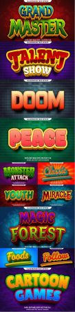 Editable font and 3d effect text design collection illustration 51