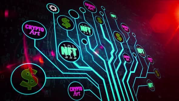 Videohive - NFT Crypto Art symbols digital tree 31759237