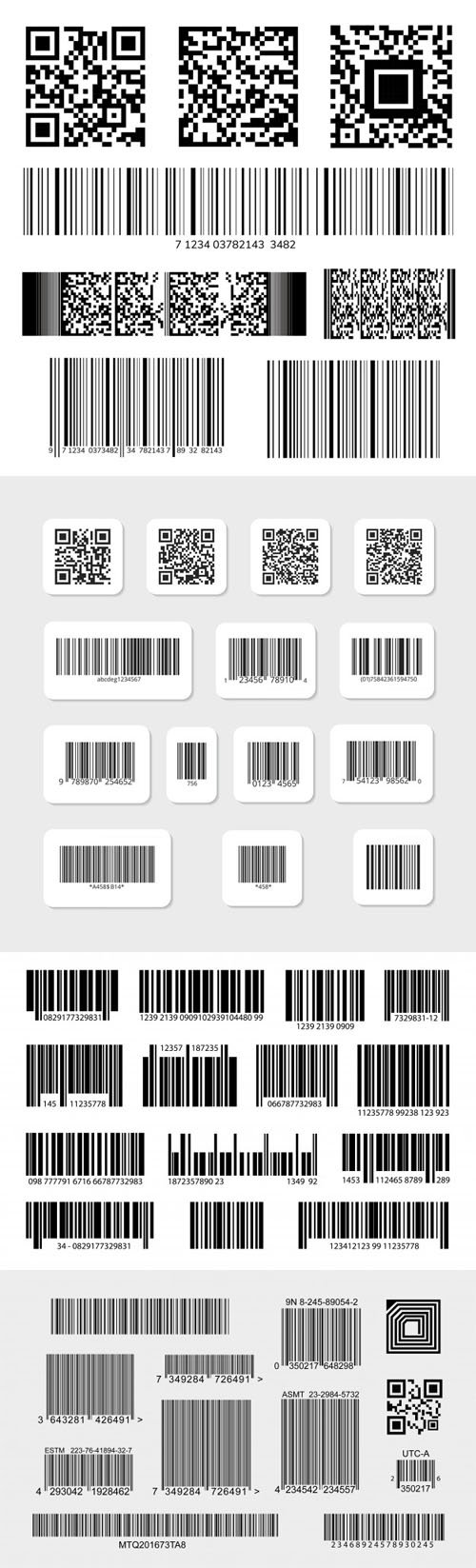 48 Various Digital Barcode Labels and Stickers Vector Templates