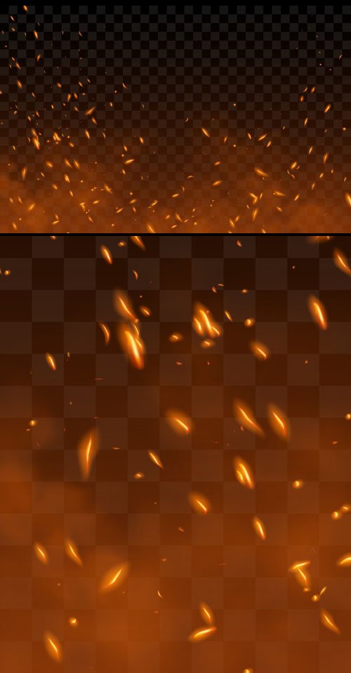 Flying Up Sparks and Fire Particles with Smoke - Vector Template