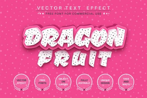 Dragon Fruit - editable text effect, font style
