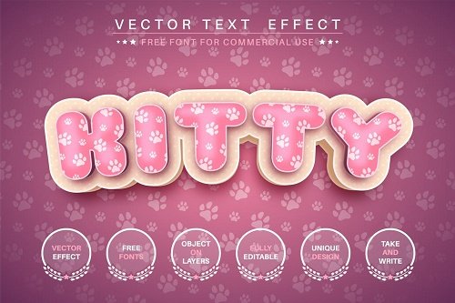 3D cat - editable text effect, font style