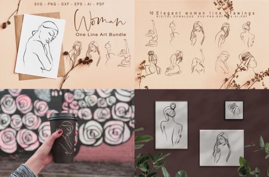 One Line Art Woman Bundle