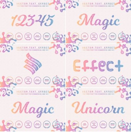 Watercolor unicorn - editable text effect