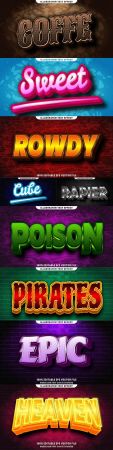 Editable font and 3d effect text design collection illustration 75
